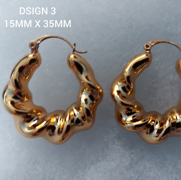 24k Gold Plated Light Hoop Earrings - Picture 3 of 10